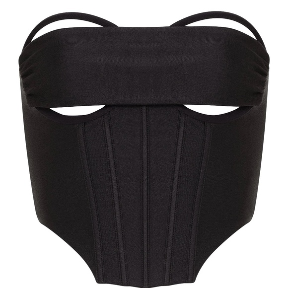 LEAU UMBRA SATIN CORSET TOP - BLACK - Picture 1 of 6